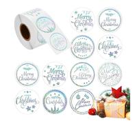 Christmas Sticker - 500 Pieces Adhesive Holiday Seal Decal, Festive Round Label Stickers for Wrapping Cards Envelopes Boxes, for Holiday Celebration Party Favor Gift Packaging, Red Green White Design