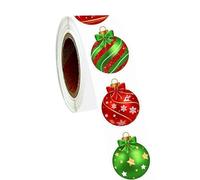 Christmas Sticker - 500 x Tags Roll Stickers, Colourful Red and Green Holiday Decals | Self-Adhesive Scrapbook and Gift Labels, Decorative Stickers for Parties, Envelopes, Notebooks, DIY Craft