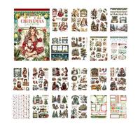 Christmas Sticker Kit, Vintage Scrapbooking Stickers, Holiday Craft Sticker Book, Scrapbooking Art Tools, Greeting Card Stickers, Photo Album Stickers, Decorative Scrapbook, Festive Sticker Collection