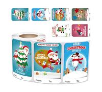 Christmas Sticker Labels, 250 x Cartoon Christmas Labels | Decorative Christmas Write-On Labels, Snowman and Santa Elk for Cards