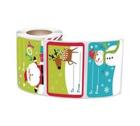Christmas Sticker Labels, 250 x Cartoon Christmas Labels | Decorative Christmas Write-On Labels, Snowman and Santa Elk for Cards