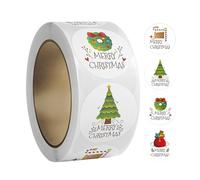Christmas Sticker Roll - 500 Pieces | Noëls Round Round Self Adhesive | for Cards, Envelopes and Holiday | Easy and Festive Decoration Search Holiday