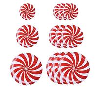 Christmas Stickers, 12Pcs Round Removable Floor Decals Stickers and Christmas Candy Canes Floor Decals Stickers for Christmas Decor