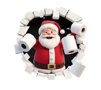 Christmas Stickers - 3D Illusion Decorations, Santa Wall Breaking Decals, Realistic Visual Design, Vibrant Depth Effect, Holiday Bathroom Adornment, Perfect for Indoor Embellishment