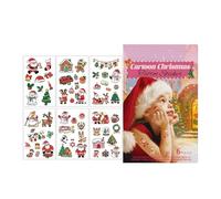 Christmas Stickers:6 Sheets Santa Claus Snowman Temporary Stickers Cute Funny Stickers for Kids Adults Party Makeup