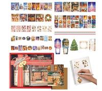 Christmas Stickers - 79 Pieces Stickers with Notebook and Sticky Notes | Craft Supplies Holiday | Scrapbooking Creative Album Diary, Gift Ideas for Adults, Decoration Cards