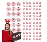 Christmas Stickers - 90X Pink Round Label Tag Sticker - Party Favors, Adhesive Holiday Seal Card Labels for Kids and Teens