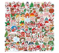 Christmas Stickers, Christmas Decals for Crafts, Xmas Parcel Sticker Decorations, Self Adhesive Craft Sticker Set with Xmas Theme Shapes for Party Decoration - 100PCS