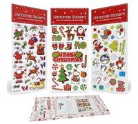 Christmas Stickers Decorating 3 Pack Sheet - Self Adhesive Merry Xmas Crafting, Scrapbook, Gift, Present, Party Bag Filler, Card Making Supplies for Kids - Santa Claus, Reindeer, Candy