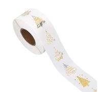 Christmas Stickers for Cards, 500-Piece Clear Tree Sheet Roll with 1-Inch Gold Foil, Perfect for Adults, Students, Friends, Mother, Winter Holiday, Invitations & Paper Crafts