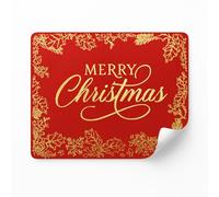Christmas Stickers Labels 25 Pack - Red with Shiny Gold Foil ‘Merry Christmas’ Design 76mm x 51mm for Gift Wrapping & Presents
