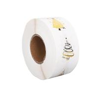 Christmas Stickers | Pack of 500 Gold Foil Tree Labels, 2.5 cm Adhesive Transparent Christmas Envelope Stickers, for Children, Students, Friends, Family, Mother, Father, Winter Holiday, Diary