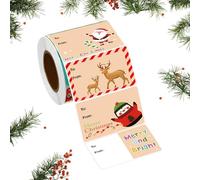 Christmas Stickers Roll - 500 Pieces Assorted Cartoon Adhesive Holiday Labels for Wrapping and Sealing with Festive Designs | Paper Sticker Roll with Cute Santa Snowman Tree Prints for Cards Envelopes