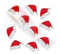 Christmas Stickers Roll for Envelope - Round Apples Stickers Roll Merry Christmas Sticker Self Adhesive Tag Seals Labels for Holiday Greeting, Sealing, Gifting, Gift Decorations (Santa's Hat)