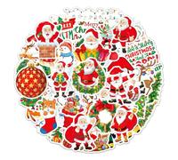 Christmas Stickers, Self Adhesive Merry Christmas Labels Stickers Waterproof Vinyl Xmas Decoration Stickers Gift Wrap for Kids Card Scrapbooking Making Laptop Jars Bottles Decor F4-SDTZ (50PCS-B)