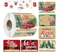 Christmas Stickers Tags for Presents, 250PCS Christmas Tag Stickers, Kraft Xmas Gift Tags Sticker Holiday Presents Sticker 6 Designs Decorative to and from Gift Self Adhesive Labels