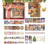 Christmas Stickers with Notebook - Festive Holiday Decals Kit, Creative Seasonal Sticky Notes, Fun Craft Supply, Decorative DIY Ornament | Perfect for Diary Home Card Phone Party Celebration Display