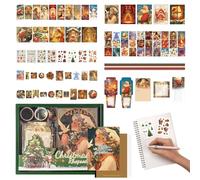 Christmas Stickers with Notebook, Greeting Card Decals with Sticky Notes - Holiday Decoration Kit for Journal Home Decoration