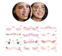 Christmas Sticky Faces Makeup Patches - Cute Christmas Face Stickers 12X | Holiday Favor, Fake Blush Stickers, Love Heart, Snowflake Elk, Waterproof for Faith