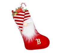Christmas Stocking, 50cm Large Personalized Christmas Stockings, Fireplace Gnomes Santa Hanging Stockings Christmas Bell Letter Embroidery Christmas Socks for Family Holiday Xmas Party Decorations (B)
