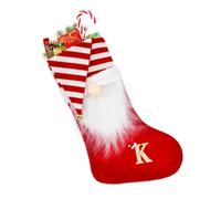 Christmas Stocking, 50cm Large Personalized Christmas Stockings, Fireplace Gnomes Santa Hanging Stockings Christmas Bell Letter Embroidery Christmas Socks for Family Holiday Xmas Party Decorations (K)