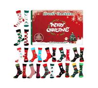 Christmas Stocking Advent Calendar 24 Days Countdown Cotton Socks For Adults Different Pattern Advent Box Socks