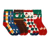 Christmas Stocking, Christmas Decorations, 4 Pairs Fluffy Winter Socks, Winter Warmth And Comfort, Perfect For Festive Occasions Or Leisure Days, Featuring A Cartoon Santa Claus Design for Woman & Men