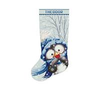Christmas Stocking Cross Stitch Patterns for Adults, Personalized Counted Modern Easy Embroidery for Beginners, Cute Xmas Penguin, Simple Holiday Design DIY, Digital Download