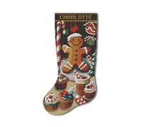 Christmas Stocking Cross Stitch Patterns for Adults, Personalized Easy Counted DMC Embroidery Patterns for Beginners, Cute Gingerbread Men Holiday Design DIY, Digital Download