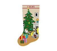 Christmas Stocking Cross Stitch Patterns for Adults, Personalized Easy Counted Simple Beige Embroidery Patterns for Beginners, Cute Xmas Tree, Funny Design DIY, Digital Download