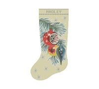 Christmas Stocking Cross Stitch Patterns for Adults, Personalized Easy Counted Simple DMC Embroidery for Beginners, Vintage Design, Cute Retro Ornament, Beige Holiday Design DIY, Digital Download