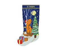 Christmas Stocking Cross Stitch Patterns for Adults, Personalized Easy Counted Simple DMC Embroidery Patterns for Beginners, Cute Funny Dinosaur Moon Stars Blue Holiday Design DIY, Digital Download