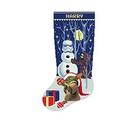 Christmas Stocking Cross Stitch Patterns for Adults, Personalized Easy Counted Simple DMC Embroidery Patterns for Beginners, Cute Funny Blue Holiday Design DIY, Digital Download