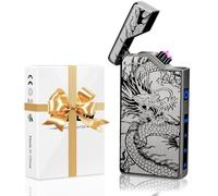 Christmas Stocking Fillers Gifts for Men Him Boyfriend Adults: Electric Arc Plasma Lighter Portable, Rechargeable USB Lighter Windproof and Flameless for Outdoor Camping Hiking, Cool Dragon Lighters