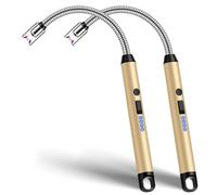Christmas Stocking Fillers Gifts for Women: 2 Pack Rechargeable Candle Lighter with Long Flexible Neck, Electric Lighter USB Chargable, Windproof and Flameless Lighters for Candles, BBQ, Camping