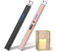 Christmas Stocking Fillers Gifts for Women: Electric Candle Lighter 2 Pack, Long Reach Lighter USB C Rechargeable for Scented Candle and BBQ, Electronic Arc Plasma Lighters Flameless and Slim Portable