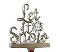 Christmas Stocking Hanger 15cm Let It Snow Chrome Silver Metal Snowflake Xmas Decor