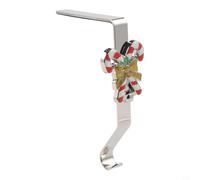 Christmas Stocking Hanger Hook Iron L-Shaped with Enamel Snowflake Reindeer | Silver iron L-shaped hook supports up to 10KG multiple pendant choices for trees or wreaths festive enamel patterns
