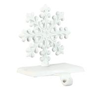 Christmas Stocking Holder Cast Iron Metal Hook - 1kg (White Snowflake) | Cast Iron, Recycled Metal, Padded Base, Weighted, Mantelpiece, Windowsill, Stocking Hanger