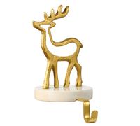 Christmas Stocking Holder Contemporary Style Cast Iron Christmas Stocking Hook with White Marble Base Mantelpiece Windowsill Shelf Seasonal Festive Holiday Décor Hooks - 1kg (Reindeer)