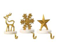 Christmas Stocking Holder Contemporary Style Cast Iron Christmas Stocking Hook with White Marble Base Mantelpiece Windowsill Shelf Seasonal Festive Holiday Décor Hooks - 1kg (Set of 3)