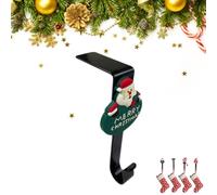 Christmas Stocking Holder for Mantle, Christmas Tree Santa Snowman Deer Mantle Garland Hanger, No-Damage Xmas Hanger Stocking Hangers Hooks for Fireplace Home Decorations (Green B 1pcs)