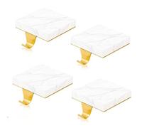 Christmas Stocking Holder Set of 2, Christmas Home Decorations Weighted Stocking Hangers with Hooks, Metal Stocking Holders for Mantle, Fireplace Stairs Floor Table Window (White Marble) (2)