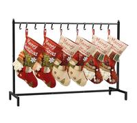 Christmas Stocking Holder Stand, Free Standing Stocking Rack with 12 Removable Hooks, Space Saving and Sturdy Stocking Stand for Floor, Home, Living Room, Easy to Assemble, Black