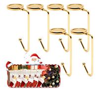 Christmas Stocking Holders for Mantle Set of 6,Upgrade Non-Slip Fireplace Stocking Holder,Lightweight Metal Stocking Hangers for Mantle,Stocking Hooks for Christmas Party Decoration (Gold)