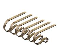 Christmas Stocking Holders Metal Mantel Stocking Hangers Adjustable Hanging Grip Stockings Clip Set (6, Antique Brass)