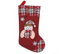 Christmas Stocking Large 45cm Red Fabric Santa Design(Snowman)