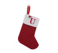 Christmas Stocking Red Knitted Christmas Sock Christmas Stocking Red With Snowflake And Alphabet Knit Design for Holiday Decor(U)