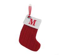 Christmas Stocking Red Knitted Christmas Sock Christmas Stocking Red With Snowflake And Alphabet Knit Design for Holiday Decor(M)