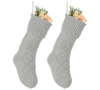 Christmas Stocking Set of 2 Cable Knit Traditional Stockings 19" (Grey)